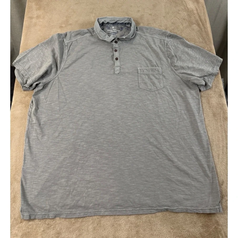 Tommy Bahama Polo Shirt Men's‎ 3XLB Big Grey Organic Cotton Short Sleeve